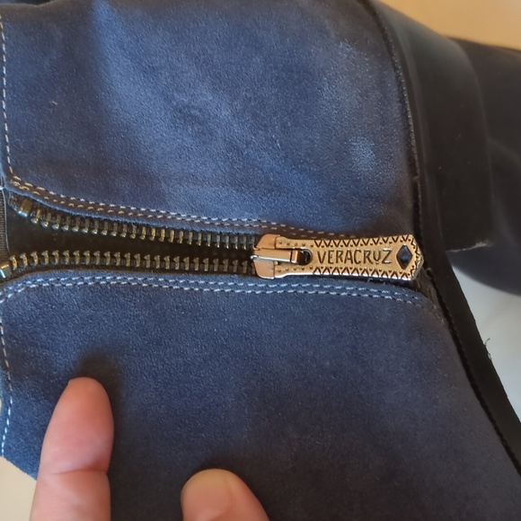 Sundance Veracruz Vintage Inspired Women's Blue Suede Ankle Boots Western 39/8.5 - Picture 6 of 6